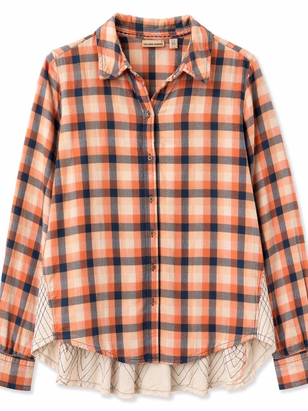 Anthropologie Holding Horses Cotton Boho Western Plaid Button Down Shirt- Sz 12